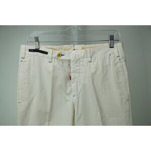 PT01 Pantaloni Torino Solid White 100% Cotton Mens Pants Sz 46 Brand New